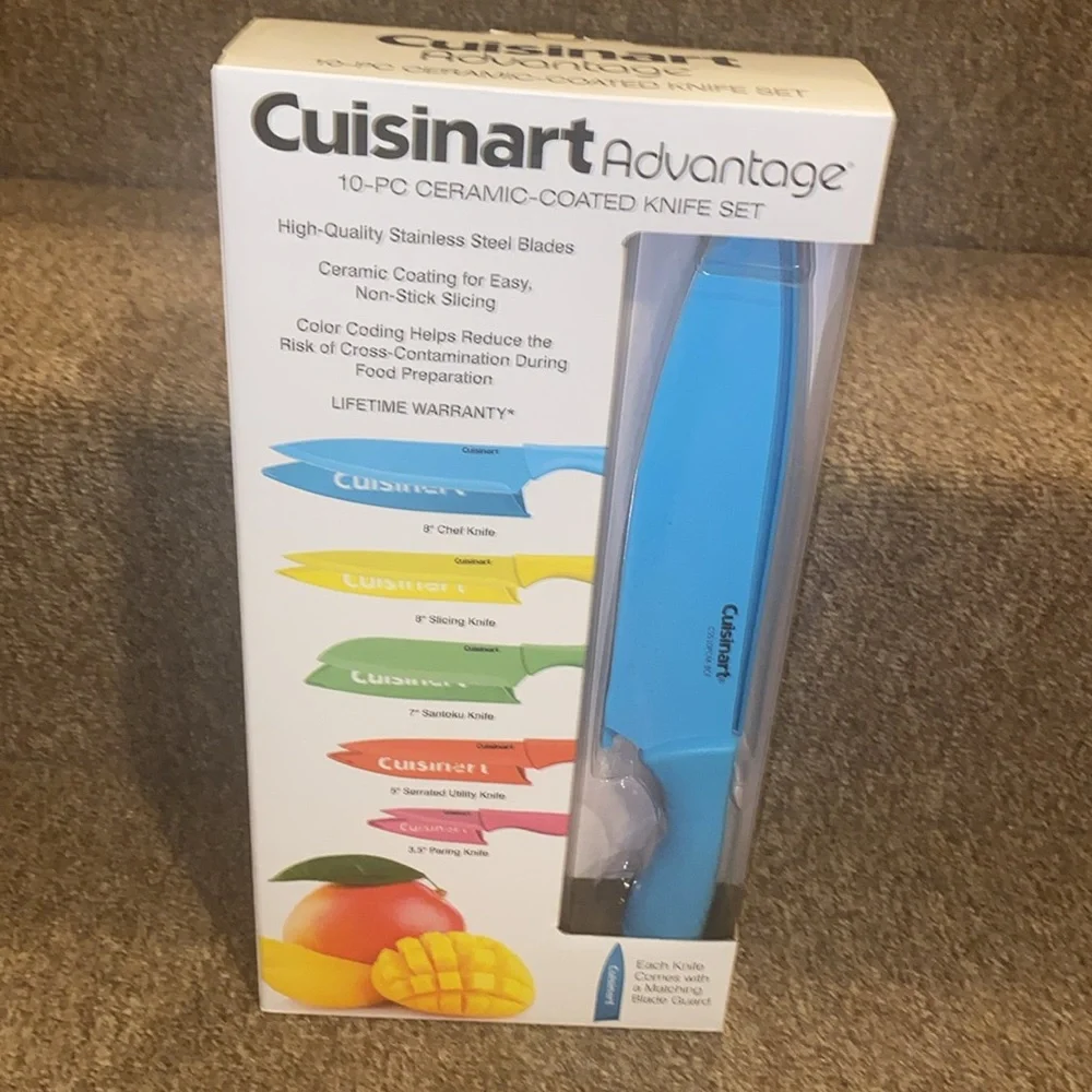🩵💚🩷💛🧡NWT Cuisinart Advantage 10PC Ceramic Coated Knife Set - Picture 1 of 10